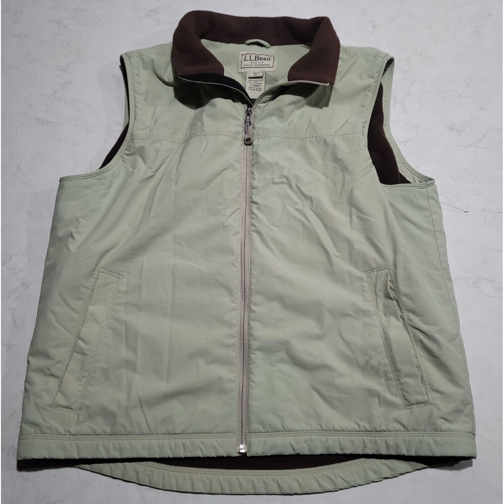 L.L. Bean Hunting Vest Fleece Lined Nylon Shell XL-Tall Beige Golf Fishing LL